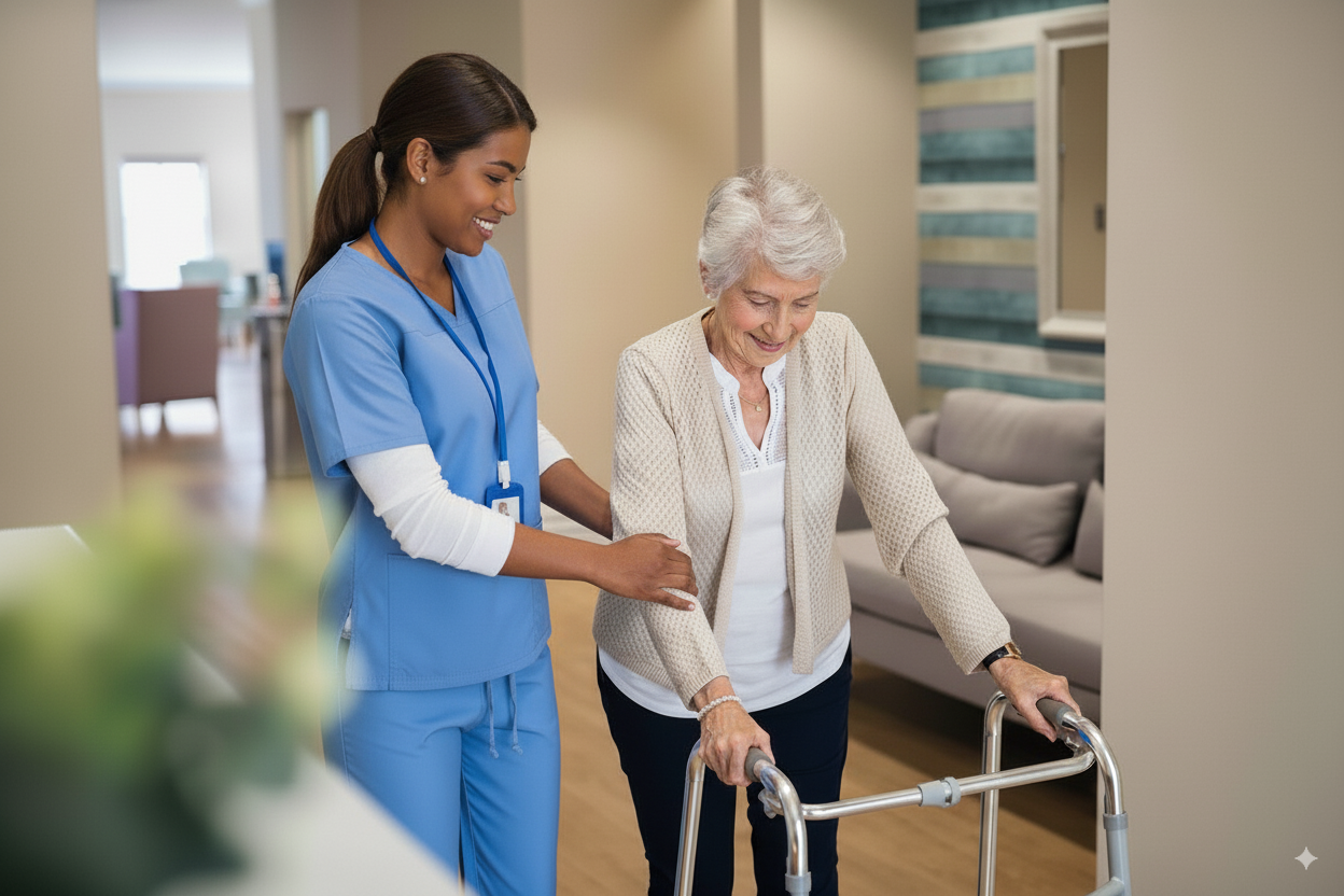 CNA assisting patient